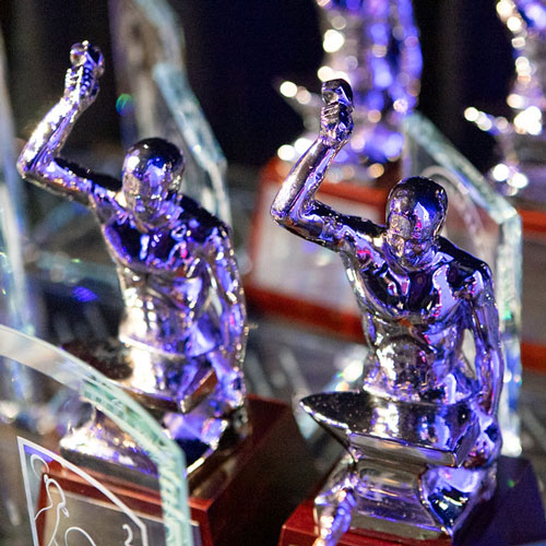 closeup of award statues closeup of award statues