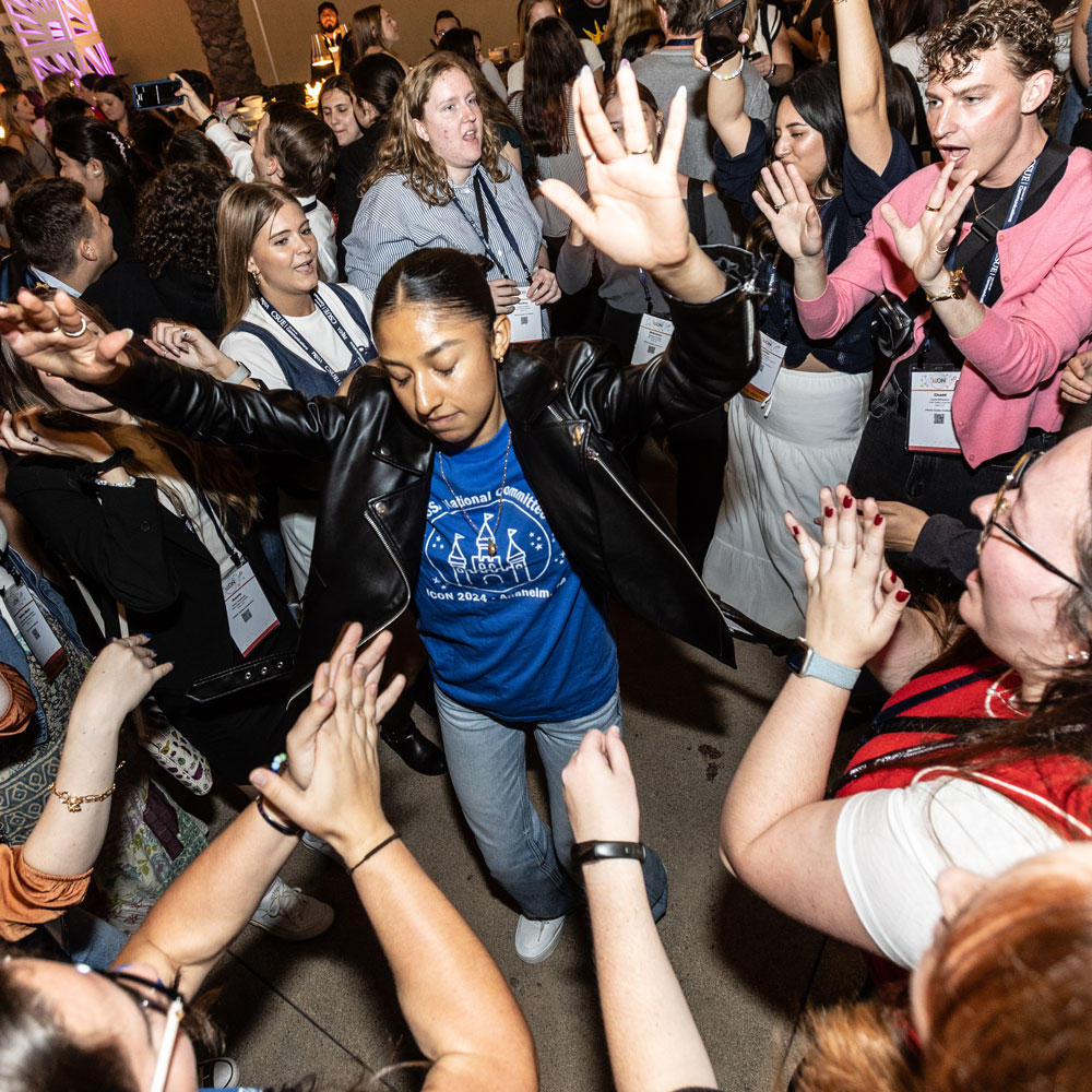 group of celebratory students at PRSSA ICON 2024