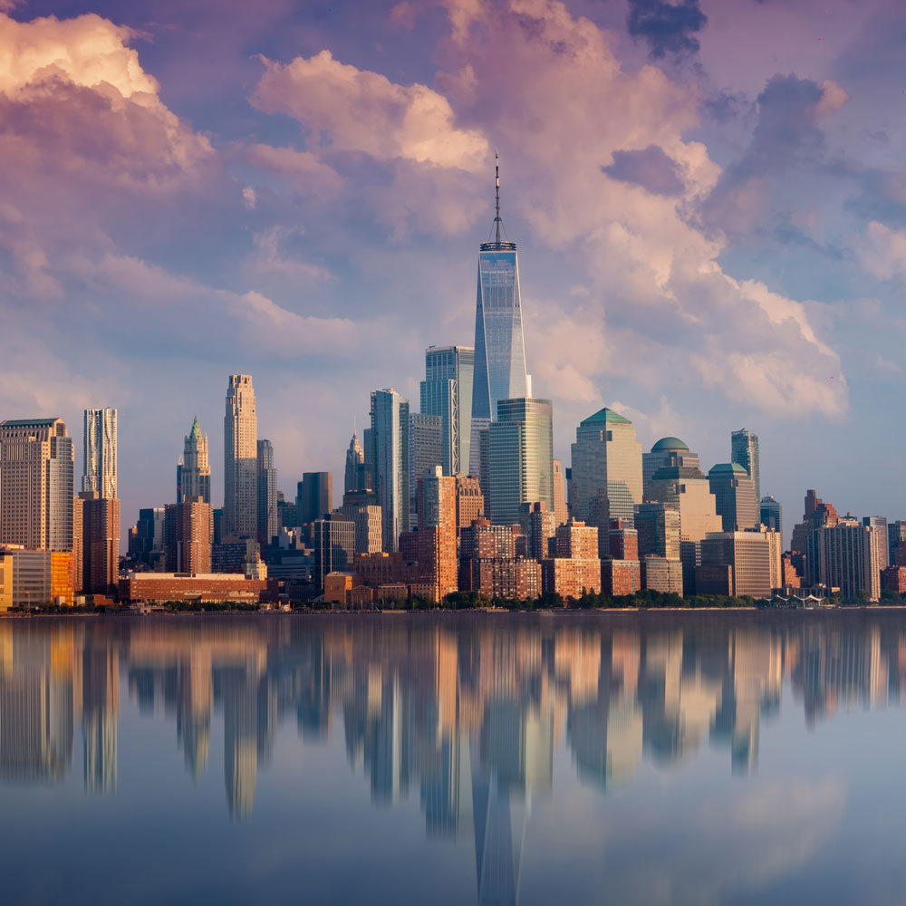 New York City skyline with reflection