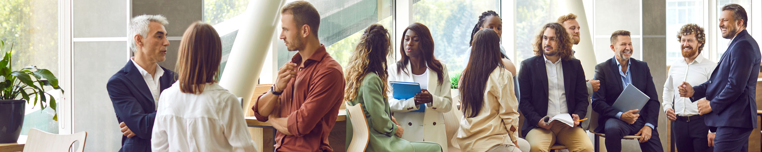 group of employees in casual setting