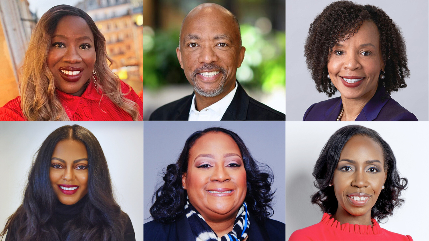 grid of six headshots of Black speakers