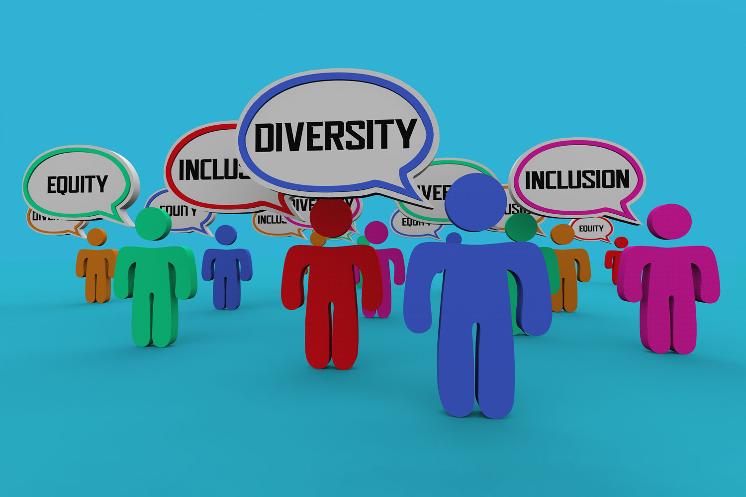 multi colored figures with Diversity, Equity and Inclusion words