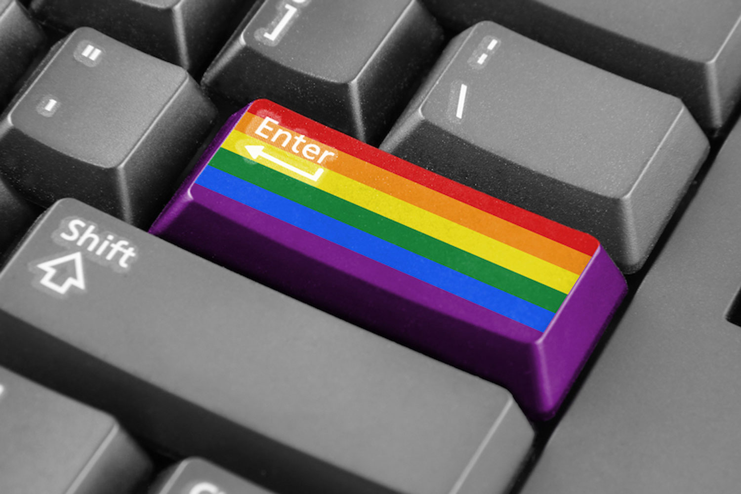 computer keyboard with rainbow key