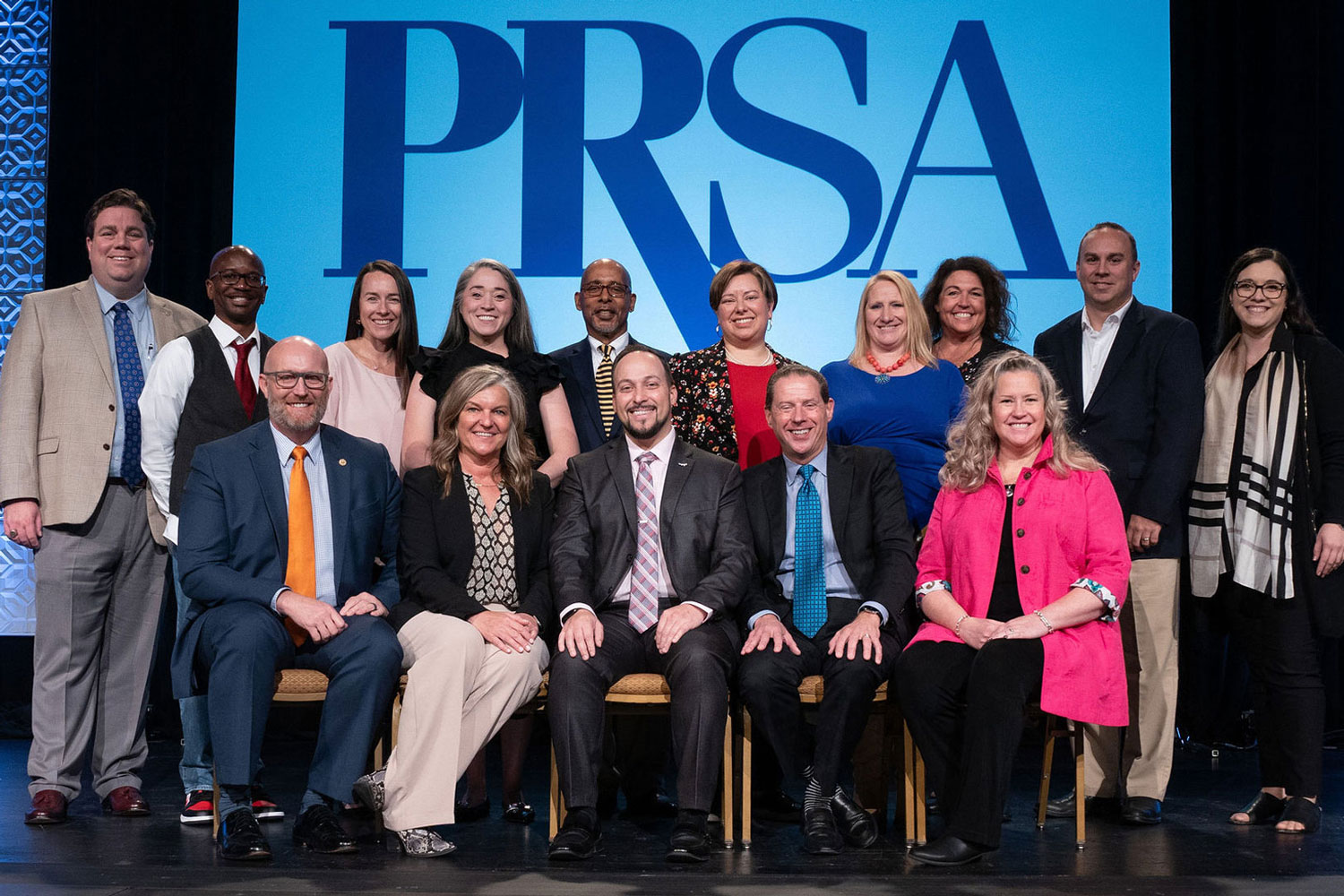 group shot of PRSA board members on stage