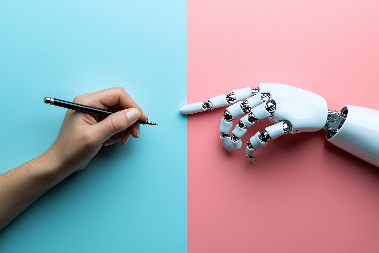 human hand and robotic hand reaching  out human hand and robotic hand reaching  out