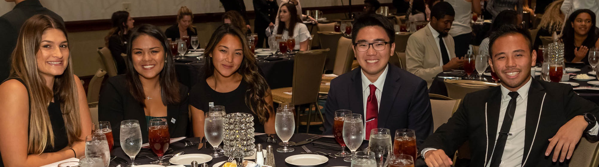 Group of students at an awards dinner